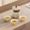 service à thé de voyage en céramique pour cérémonie du thé, avec boîte de protection, service à thé kungfu de style chinois avec boîte, service à thé en porcelaine pour camping