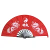 Éventail de tai chi en acier inoxydable, noir/rouge/bleu, kung fu chinois, arts martiaux, danse, formation, décoration de maison, cadeau artisanal
