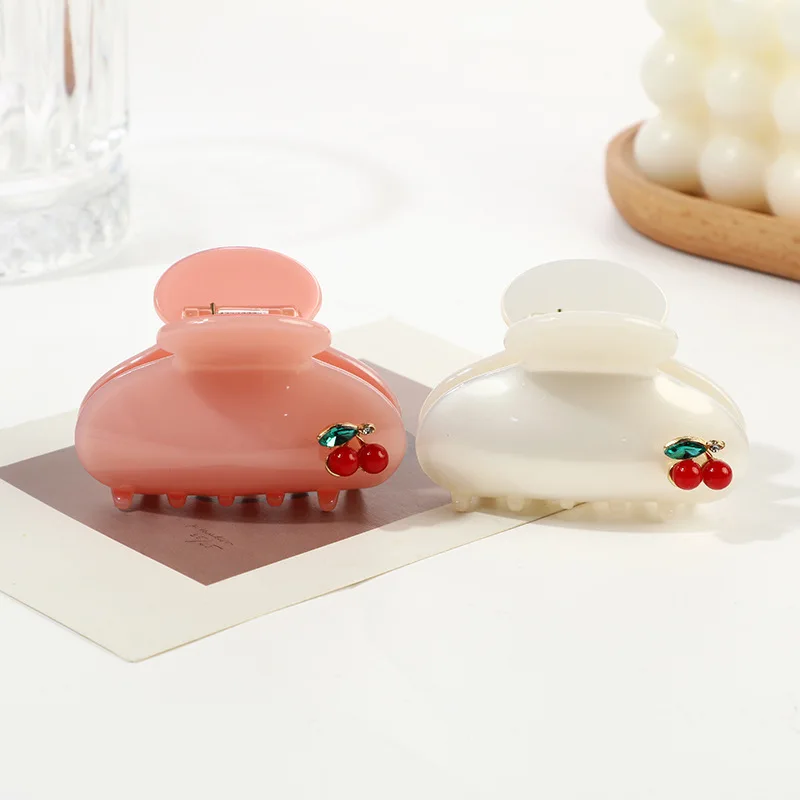 pince à cheveux cerise pour petite fille, 6.3cm, nouvelle mode japonaise, couleur pure, acide acétique, requin, vente en gros pince à cheveux cerise pour petite fille, 6.3cm, nouvelle mode japonaise, couleur pure, acide acétique, requin, vente en gros