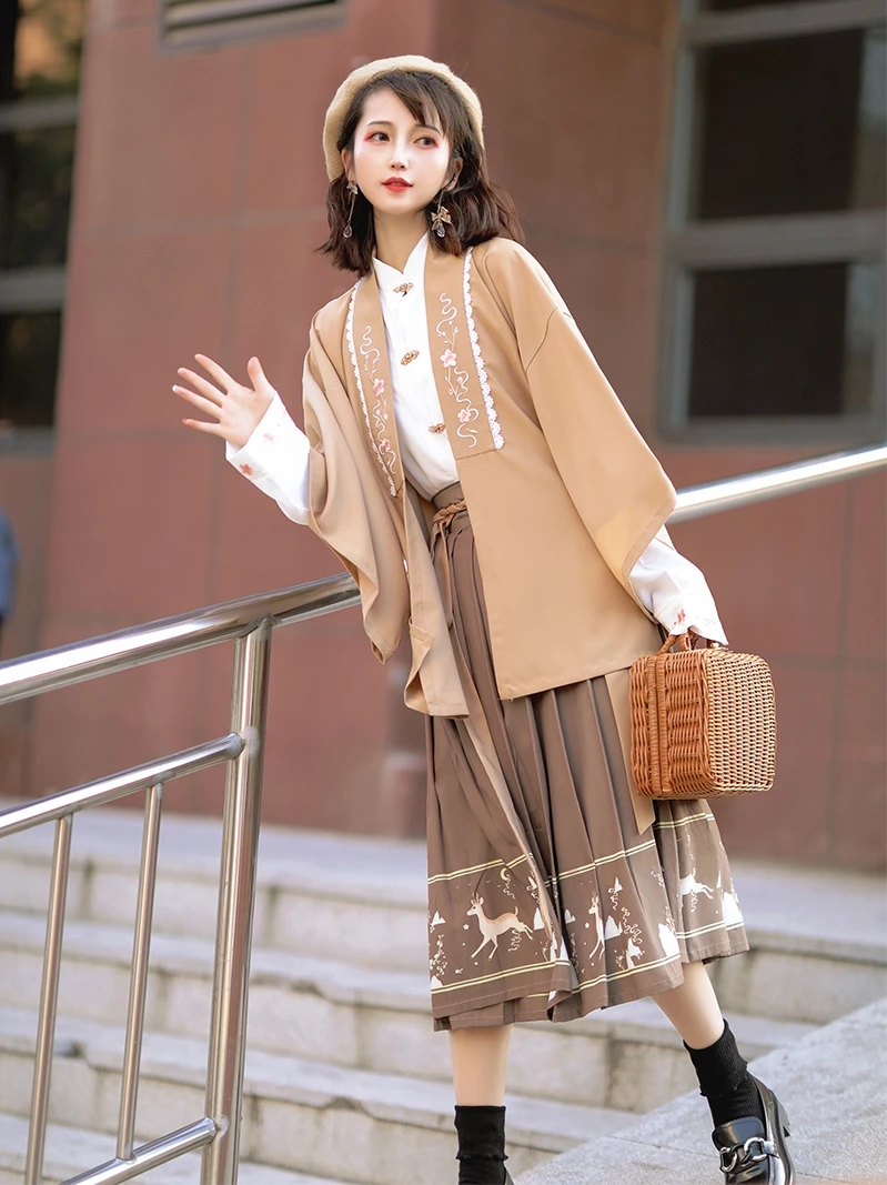 ensemble hanfu trois pièces brodé – hanfu modifié original avec éléments han féminins, style de la dynastie ming, usage quotidien polyvalent ensemble hanfu trois pièces brodé – hanfu modifié original avec éléments han féminins, style de la dynastie ming, usage quotidien polyvalent