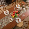 chemin de table jacquard vintage élégant, nappe épaisse à motif de fleurs avec nappe, couverture de table pour dîner