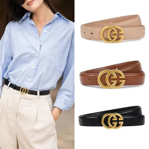 1 pièce de ceinture Gg de couleur unie à la mode avec une boucle en métal décontractée, adaptée aux jupes, costumes, jeans, ceinture accessoire de vêtements polyvalente 1 pièce de ceinture Gg de couleur unie à la mode avec une boucle en métal décontractée, adaptée aux jupes, costumes, jeans, ceinture accessoire de vêtements polyvalente