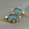 Boucles d&rsquo;oreilles Vintage élégantes avec pendentif en perles géométriques pour femmes, Piercing suspendu exquis, bijoux de mariée, cadeau