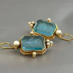 Boucles d&rsquo;oreilles Vintage élégantes avec pendentif en perles géométriques pour femmes, Piercing suspendu exquis, bijoux de mariée, cadeau