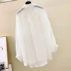 chemise de protection solaire d'été, perspective élégante, chemisier fin en mousseline de soie, coréen harajuku transparent, haut ample, cardigan décontracté pour femmes