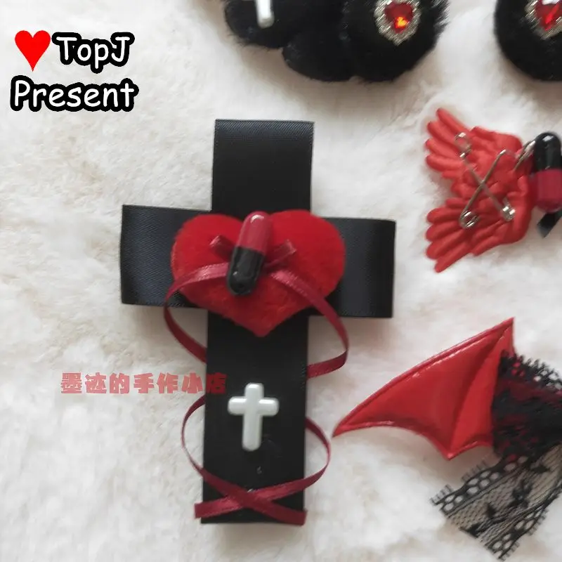 harajuku y2k fille sous culture style femmes gothique lolita arc noir rouge série ange accessoire de cheveux épingle à cheveux clips épingles pinces à cheveux harajuku y2k fille sous culture style femmes gothique lolita arc noir rouge série ange accessoire de cheveux épingle à cheveux clips épingles pinces à cheveux