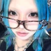 lunettes kawaii rétro anime, accessoire décoratif y2k, cadres de dessins animés sans lentilles, cadeaux à la mode pour filles