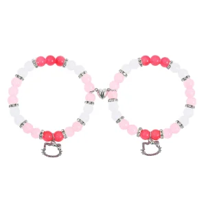 Hello Kitty correspondant coeur rose perlé Couple accessoires Kawaii magnétique BFF ensemble cadeau de saint valentin pour elle Hello Kitty correspondant coeur rose perlé Couple accessoires Kawaii magnétique BFF ensemble cadeau de saint valentin pour elle