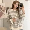 sweat shirt à capuche rayé harajuku y2k, ample, surdimensionné, manches longues, streetwear, col en v, pour femmes étudiantes