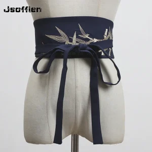 Corset large brodé de style vintage japonais pour femmes, ceinture de smoking, entrerobe, accories Haori Obi