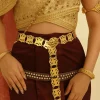 ceinture classique de style ethnique en argent, chaîne de taille en métal traditionnelle malaisienne ajourée, ceinture dorée thaïlandaise, accessoires de costume