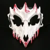 masques sanglants demi visage d'halloween, masque de fête de crâne d'anime, accessoire squelette féroce tigre fourchette de nuit tengu homme loup cosplay décor de fête