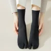 3 paires ensemble hommes orteil chaussettes mode style japonais respirant confortable mode femmes deux doigts chaussettes couleurs unies simple sox