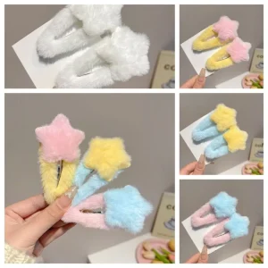 Pince à cheveux étoile en peluche de Style minimaliste, ornement de coiffure, épingles à cheveux BB, accessoires pour cheveux, Barrettes moelleuses douces pour dames