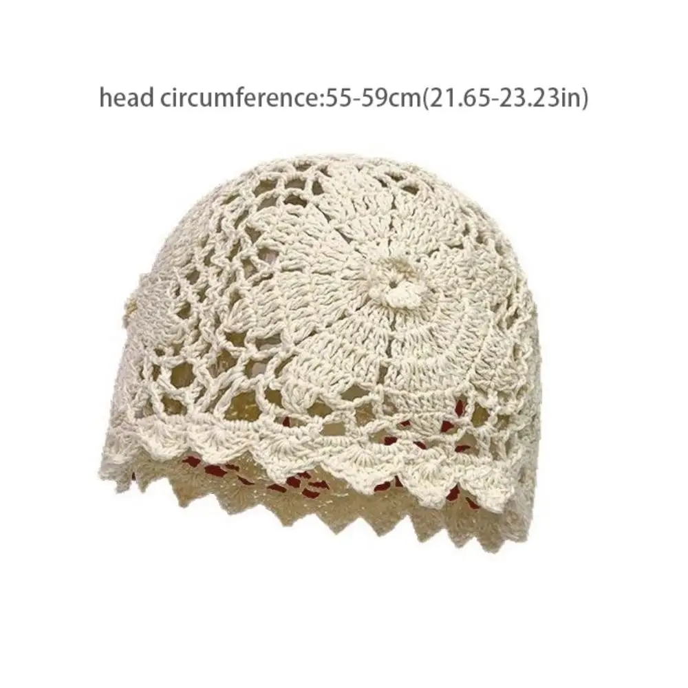 chapeau à fleurs en crochet fait à la main, décontracté, style bohème, coréen, style ethnique, fin, ajouré, tricoté pour filles chapeau à fleurs en crochet fait à la main, décontracté, style bohème, coréen, style ethnique, fin, ajouré, tricoté pour filles