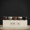 ensemble de tasses principales en poterie grossière, tasse à thé en céramique zen kung fu, tasse à thé rétro japonaise, coffret cadeau 5