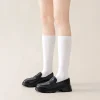 chaussettes longues antidérapantes simples à cinq doigts, harajuku, couleur unie, chaussettes à bout fendu, bonneterie à bout séparé, bas à mi tube pour femmes et filles