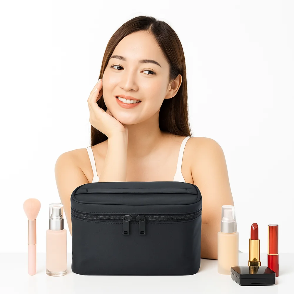 trousse de maquillage de style japonais pour femmes, sac de rangement de lavage noir à main, sac de toilette de grande capacité pour hommes et femmes trousse de maquillage de style japonais pour femmes, sac de rangement de lavage noir à main, sac de toilette de grande capacité pour hommes et femmes