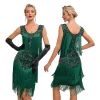 robe vintage à paillettes perlées pour femmes, robes évasées des années 30, robe de rhet de mariage, grand cou, franges perlées, glands à la mode, années 1920