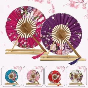 1PC moulin à vent ventilateur femme cadeau ventilateur japonais rond ventilateur Portable pliant dame ventilateur pliant