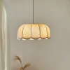 lampe suspendue en tissu japonais, abat jour ondulé nordique, lustre de plafond pour chambre à coucher, restaurant, décoration de la maison