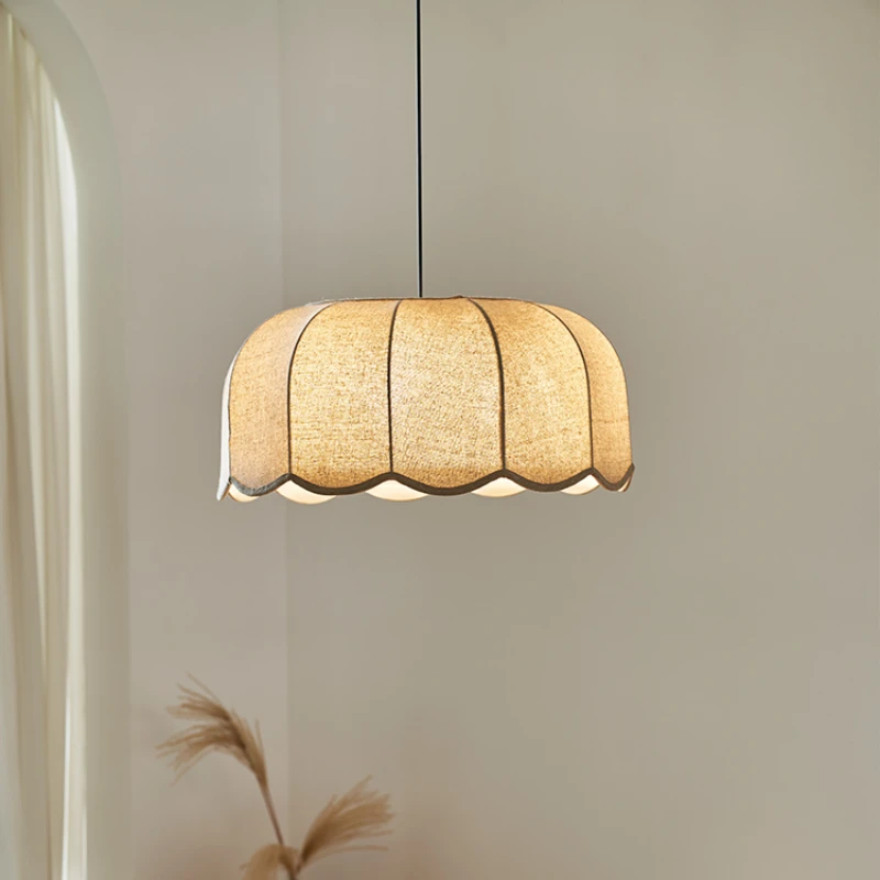 lampe suspendue en tissu japonais, abat jour ondulé nordique, lustre de plafond pour chambre à coucher, restaurant, décoration de la maison lampe suspendue en tissu japonais, abat jour ondulé nordique, lustre de plafond pour chambre à coucher, restaurant, décoration de la maison