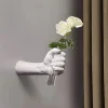 vase à fleurs à main en résine, simulation murale, porte fleurs hydroponiques, sculpture murale décorative faite à la main, vase à main pour la maison