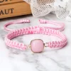 bracelet en corde tissée rose fleur de cerisier pour femmes, quartz rose naturel, pendentif en pierre d'oeil de chat, bijoux porte bonheur pour filles, cadeau