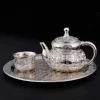 service à thé en bronze de style européen, 6 pièces, théière en métal rétro, service à thé en alliage, verre à vin avec plateau, boîte cadeau d'anniversaire