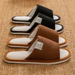 Pantoufles pour hommes, pantoufles d&rsquo;intérieur antidérapantes à semelles souples pour le printemps et l&rsquo;été, pantoufles confortables en lin toutes saisons