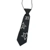 cravate shortie noire pour enfants, pré nouée de perles de fleurs décorées, cravate de chemise polyvalente, accessoire à la mode de style scolaire pour enfants