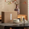 bespritgift – ensemble de bols matcha japonais à fleurs peintes à la main, fouet à thé en céramique, cuillère en bambou, outils à thé, accessoires de cérémonie du thé 4 pièces