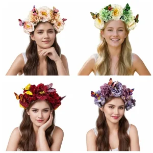 Bandeau à fleurs bohème tendance, fausse fleur, coiffure papillon, couronne florale, cerceau pour cheveux, Style ethnique Bandeau à fleurs bohème tendance, fausse fleur, coiffure papillon, couronne florale, cerceau pour cheveux, Style ethnique