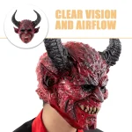 Masque du diable pour Halloween, Cosplay, masque de démon à cornes effrayantes pour fêtes de mascarade, Costume de monstre d&rsquo;horreur fantôme en corne