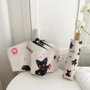 Parapluie pliant à motif de chat de dessin animé, Anti UV, léger, Portable, pare-pluie, automatique/manuel, coupe-vent Parapluie pliant à motif de chat de dessin animé, Anti UV, léger, Portable, pare-pluie, automatique/manuel, coupe-vent