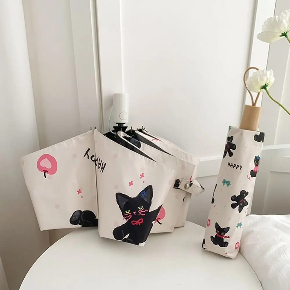 Parapluie pliant à motif de chat de dessin animé, Anti UV, léger, Portable, pare-pluie, automatique/manuel, coupe-vent Parapluie pliant à motif de chat de dessin animé, Anti UV, léger, Portable, pare-pluie, automatique/manuel, coupe-vent