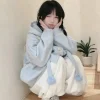 kosahiki japonais kawaii bouton tricoté cardigan femmes bleu kardigan damski harajuku mignon fille pull à capuche vestes y2k manteau