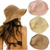 chapeau seau japonais d'été coréen l pays petit bord chapeau de paille polyvalent japonais tissé seau chapeaux plage crème solaire chapeau femmes