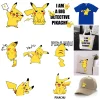 Motif de titre créatif Pikachu, applications de repassage imprimées pour vêtements, patchs en vinyle, autocollants à repasser pour vêtements, DIY bricolage