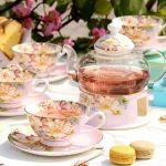 Service à thé anglais britannique pour le bureau à domicile, porcelaine de haute qualité, tasse à thé, cuillère en verre, théière, service à thé, cadeau, 73 Service à thé anglais britannique pour le bureau à domicile, porcelaine de haute qualité, tasse à thé, cuillère en verre, théière, service à thé, cadeau, 73