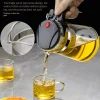 Théière Magique en Verre avec Infuseur, Résistante à la Chaleur avec Poignée en Bois, Grande Capacité, Mathiation du Thé