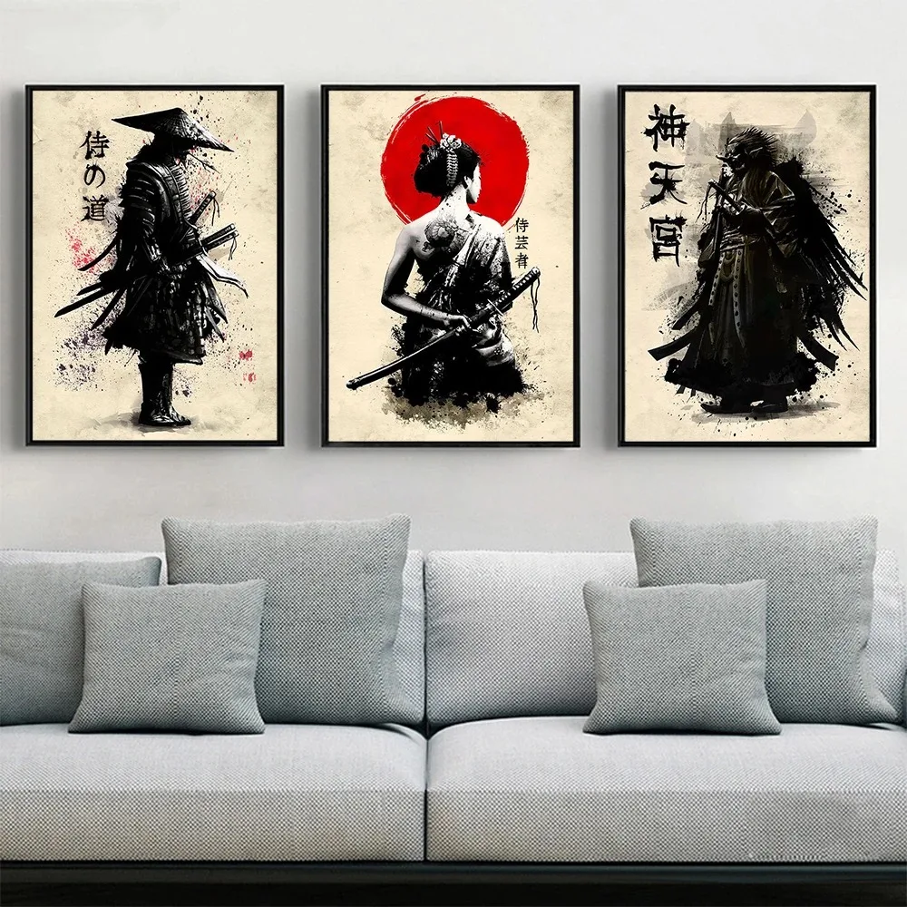 Toile de peinture de samouraï japonais, affiches et imprimés de personnages d’art mural, image de décoration de maison pour salon et chambre à coucher, esthétique Toile de peinture de samouraï japonais, affiches et imprimés de personnages d’art mural, image de décoration de maison pour salon et chambre à coucher, esthétique
