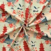 1 pièce, tissu imprimé à motifs architecturaux anciens crée une riche atmosphère de poésie classique, tissu cousu à la main, 100% polyester