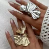 bague feuille de ginkgo pour femmes et hommes, classique, tendance, en métal plissé, personnalité, bijoux de fête punk, nouvelle collection