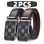 Ceinture automatique pour hommes Ceinture à boucle réglable en cuir véritable Ceinture de style équipement noir/marron Ceinture pour hommes d&rsquo;affaires décontractée de haute qualité