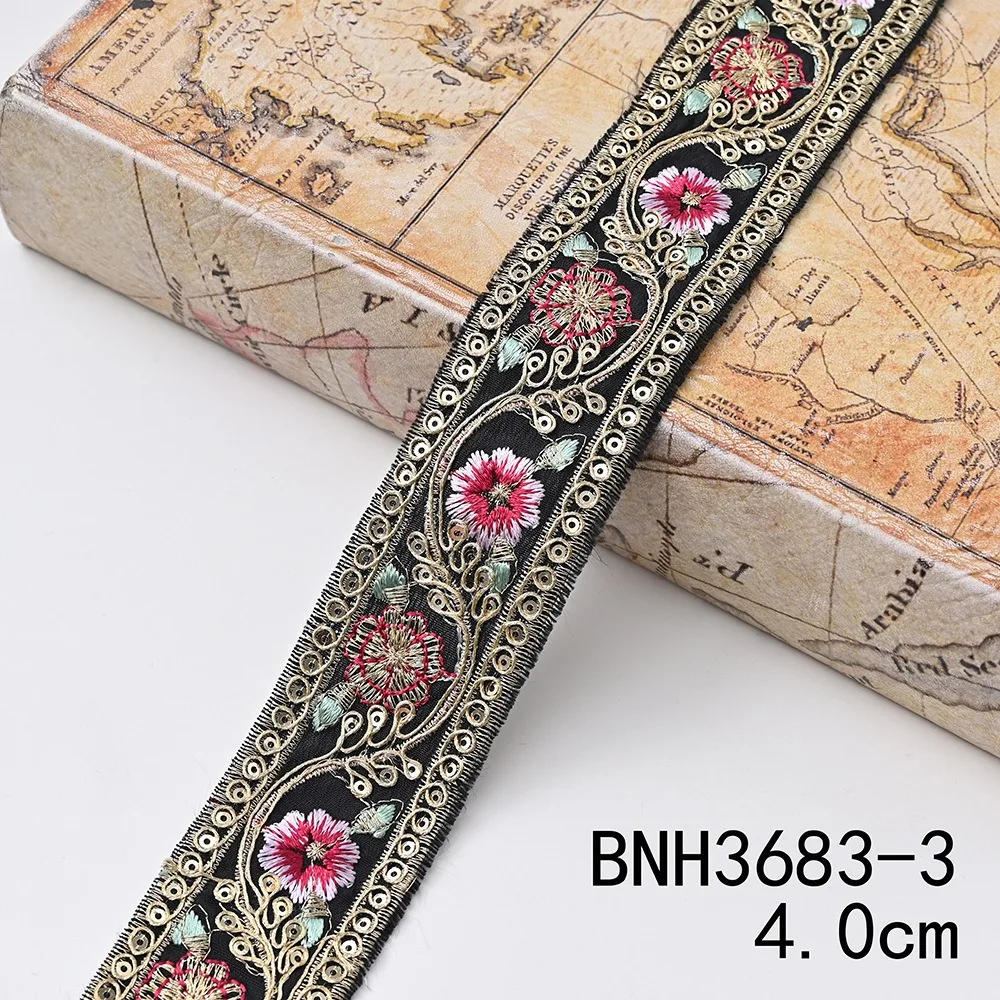 ruban de fleurs brodé, coupe en dentelle ethnique, vêtements de bricolage, accessoires de sac, 1 mètre ruban de fleurs brodé, coupe en dentelle ethnique, vêtements de bricolage, accessoires de sac, 1 mètre