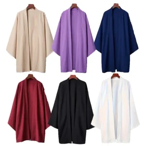 Poncho Kimono japonais Long pour hommes et femmes, couleur unie, décontracté, ample, Yukata Haori Beach, chemise Hiyoshi noire, nouvelle collection été 2024 Poncho Kimono japonais Long pour hommes et femmes, couleur unie, décontracté, ample, Yukata Haori Beach, chemise Hiyoshi noire, nouvelle collection été 2024