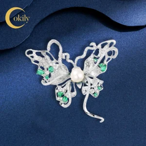 OKILY-Broche Papillon Ruban pour Femme, Perle d&rsquo;Eau Douce, Broche Insecte, Corsage Manteau, Vintage, Cubique, contre-indiquée, Escales Élégantes