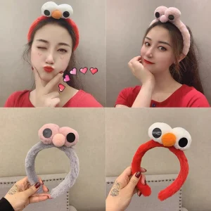 Bande de sauna en peluche Sesame Street Cartoon pour femmes, lavage du visage pour enfants, vêtements de sauna mignons, grands yeux, nouveau