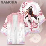 Personnages d’anime Kamado Tanjirou Cosplay Kimono Cape Costume Harajuku 3D imprimé veste Kamado Nezuko japonais traditionnel Cape Personnages d’anime Kamado Tanjirou Cosplay Kimono Cape Costume Harajuku 3D imprimé veste Kamado Nezuko japonais traditionnel Cape